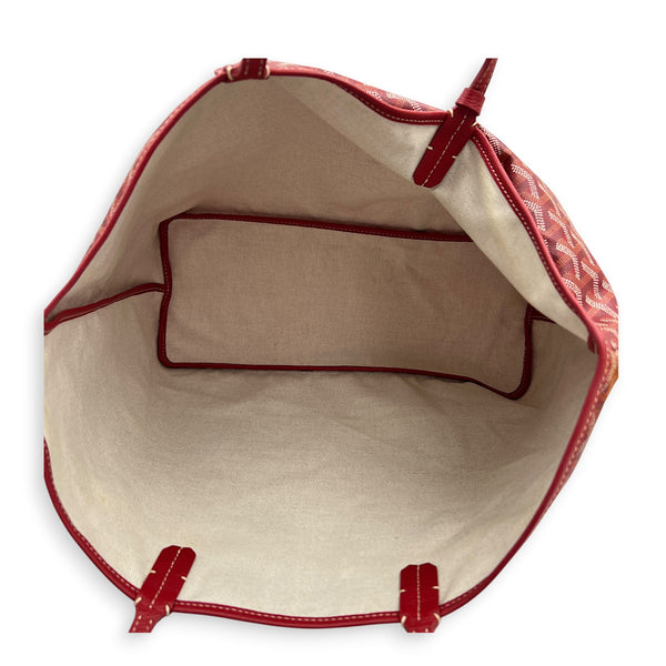 Saint Louis PM Red Tote Bag in Coated Canvas, Silver hardware