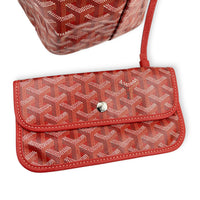 Saint Louis PM Red Tote Bag in Coated Canvas, Silver hardware