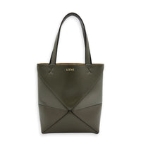 Puzzle Fold Tote Bag Mini Green in Calfskin, Gold hardware