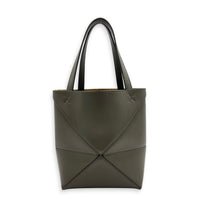 Puzzle Fold Tote Bag Mini Green in Calfskin, Gold hardware
