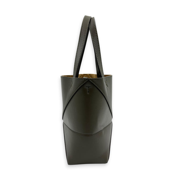 Puzzle Fold Tote Bag Mini Green in Calfskin, Gold hardware