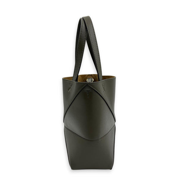 Puzzle Fold Tote Bag Mini Green in Calfskin, Gold hardware
