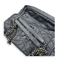 Niki Shoulder Bag Black in Calfskin, Ruthenium hardware