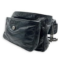 Niki Shoulder Bag Black in Calfskin, Ruthenium hardware
