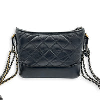 Gabrielle Small Black Shoulder Bag in Calfskin, Mixed hardware