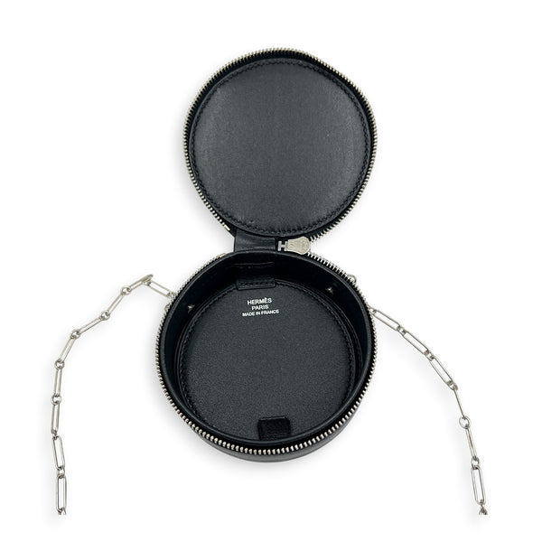 Micro Rond Veau Villandry Noir in Calfskin, Palladium hardware