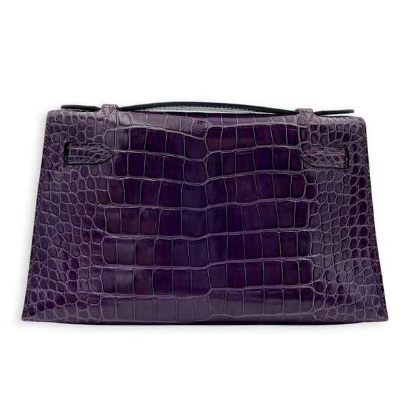 Kelly Pochette Amethyst in Shiny Niloticus Crocodile, Palladium hardware