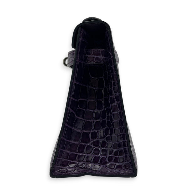 Kelly Pochette Amethyst in Shiny Niloticus Crocodile, Palladium hardware