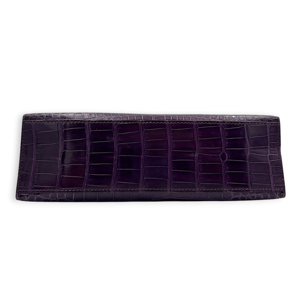 Kelly Pochette Amethyst in Shiny Niloticus Crocodile, Palladium hardware