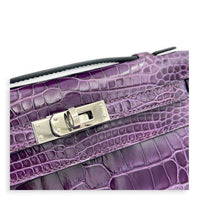 Kelly Pochette Amethyst in Shiny Niloticus Crocodile, Palladium hardware