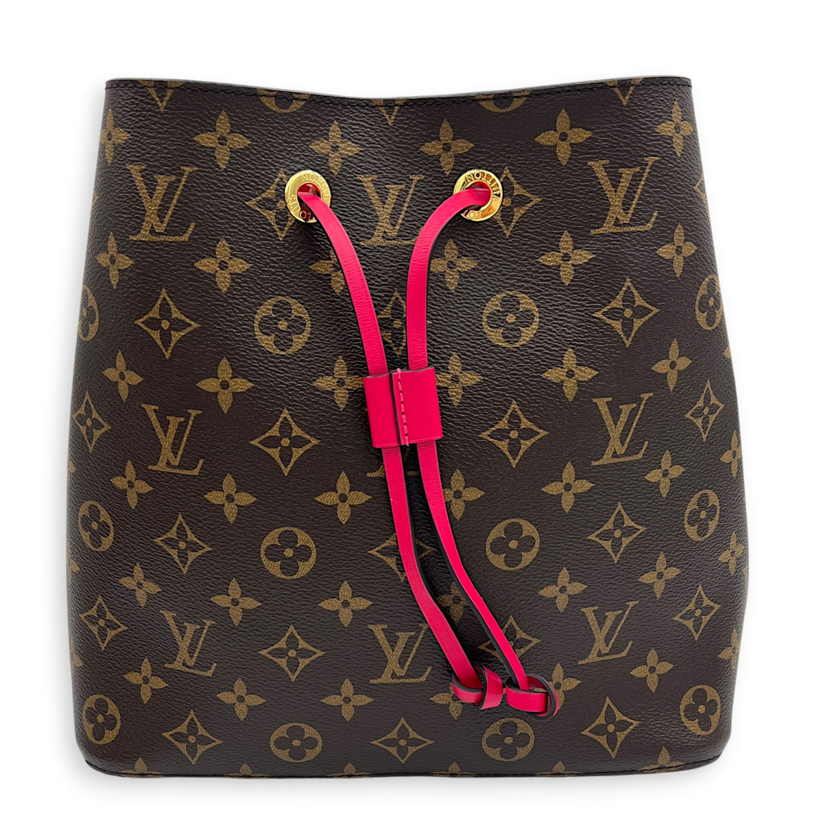 NeoNoe Brown Bucket Bag in Monogram Coated Canvas, Gold hardware