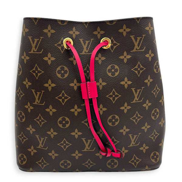 NeoNoe Brown Bucket Bag in Monogram Coated Canvas, Gold hardware