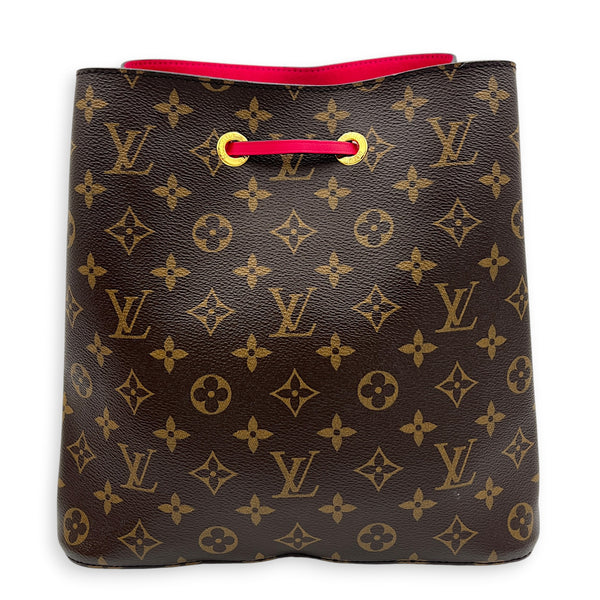 NeoNoe Brown Bucket Bag in Monogram Coated Canvas, Gold hardware