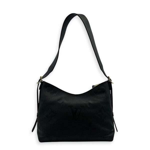 Carryall PM Black Shoulder Bag in Empreinte Leather, Gold hardware
