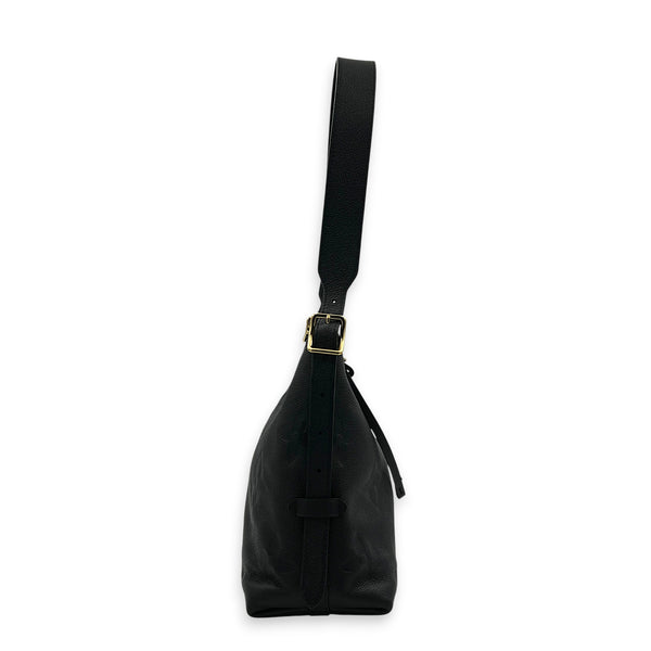 Carryall PM Black Shoulder Bag in Empreinte Leather, Gold hardware