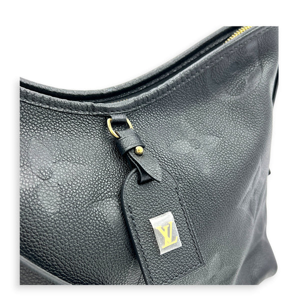 Carryall PM Black Shoulder Bag in Empreinte Leather, Gold hardware