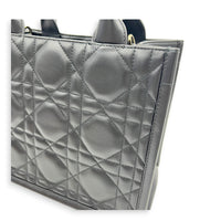 Cannage Book Small Black Tote Bag in Calfskin, Gold hardware