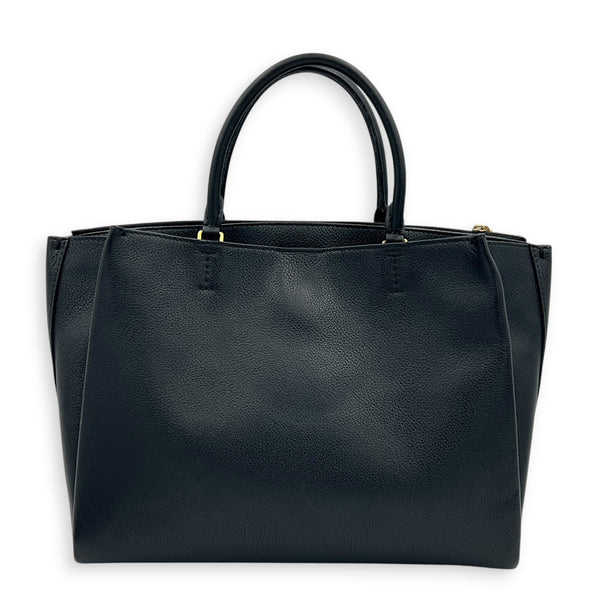 Lock Me Tote Bag Black in Calfskin, Gold hardware