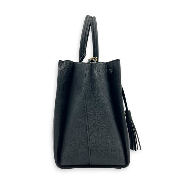 Lock Me Tote Bag Black in Calfskin, Gold hardware