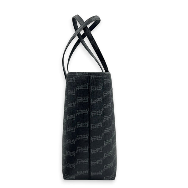 BB Monogram Tote Bag Black in Coated Canvas, Silver hardware