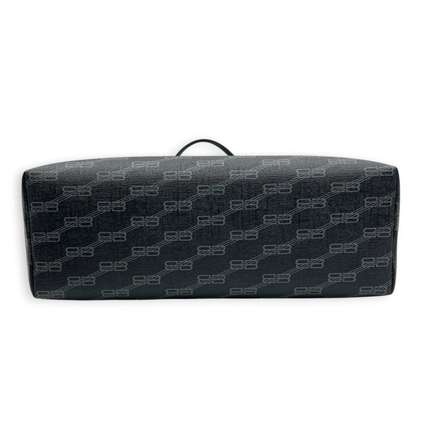 BB Monogram Tote Bag Black in Coated Canvas, Silver hardware