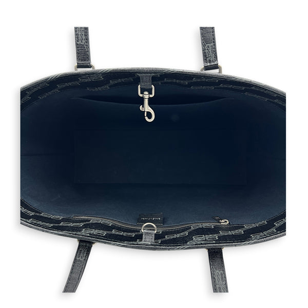 BB Monogram Tote Bag Black in Coated Canvas, Silver hardware