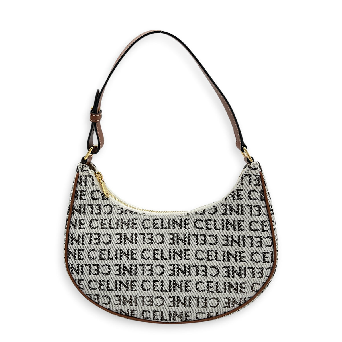 Ava Shoulder Bag White in Canvas, Gold hardware
