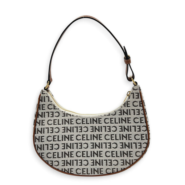 Ava Shoulder Bag White in Canvas, Gold hardware