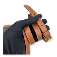 Folco Shoulder Bag Brown in Coated Canvas, Gold hardware