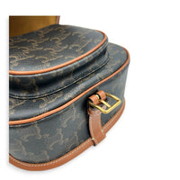 Folco Shoulder Bag Brown in Coated Canvas, Gold hardware
