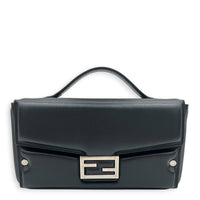 Soft Trunk Baguette Shoulder Bag Black in Nappa Leather, Silver hardware