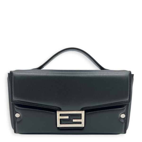 Soft Trunk Baguette Shoulder Bag Black in Nappa Leather, Silver hardware