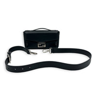 Soft Trunk Baguette Shoulder Bag Black in Nappa Leather, Silver hardware