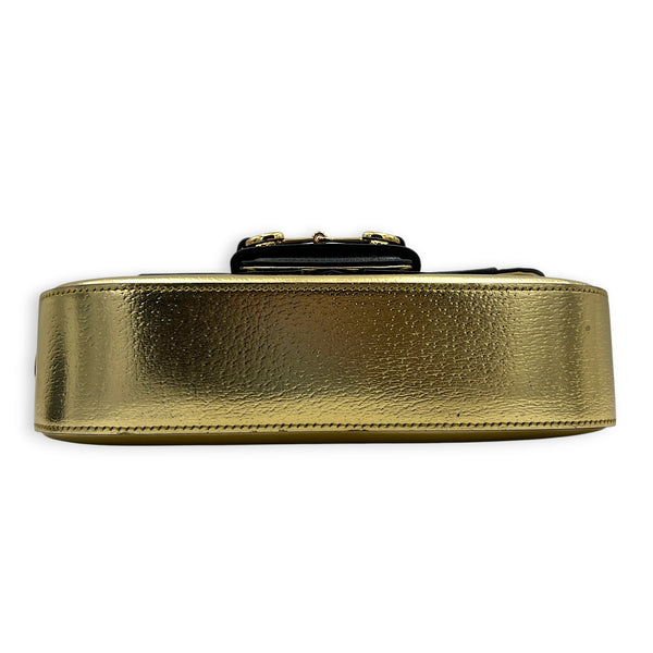 Horsebit 1955 Shoulder Bag Gold in Calfskin, Gold hardware