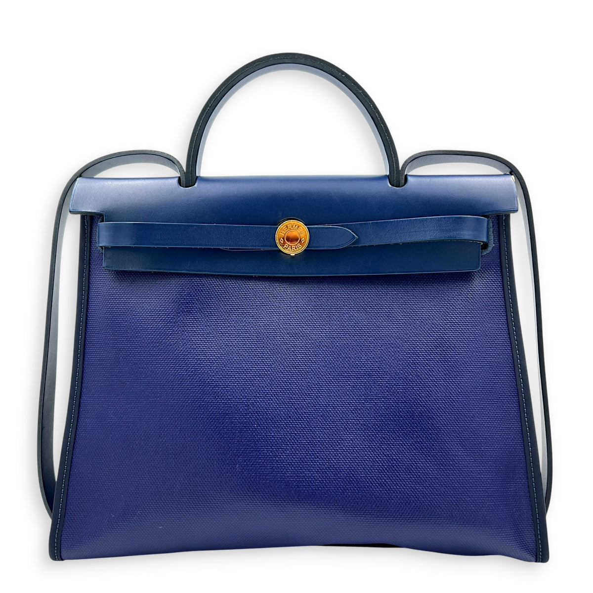 Herbag Blue in Coated Canvas, Silver hardware
