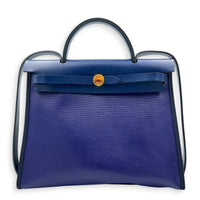 Herbag Blue in Coated Canvas, Silver hardware