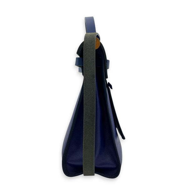 Herbag Blue in Coated Canvas, Silver hardware