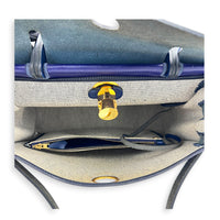 Herbag Blue in Coated Canvas, Silver hardware