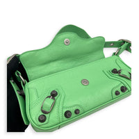 Le Cagole Shoulder Bag XS Green in Calfskin, Silver hardware