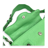 Le Cagole Shoulder Bag XS Green in Calfskin, Silver hardware