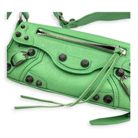 Le Cagole Shoulder Bag XS Green in Calfskin, Silver hardware