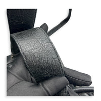 City Boston Black Top Handle Bag in Calfskin, Ruthenium hardware