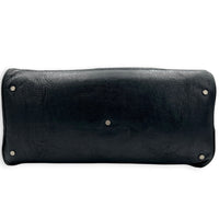 City Boston Black Top Handle Bag in Calfskin, Ruthenium hardware