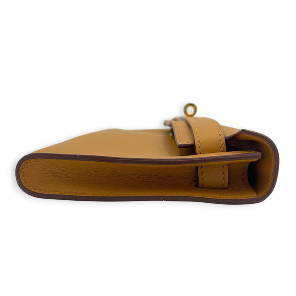 Kelly Cut Sesame Clutch in Swift, Gold hardware