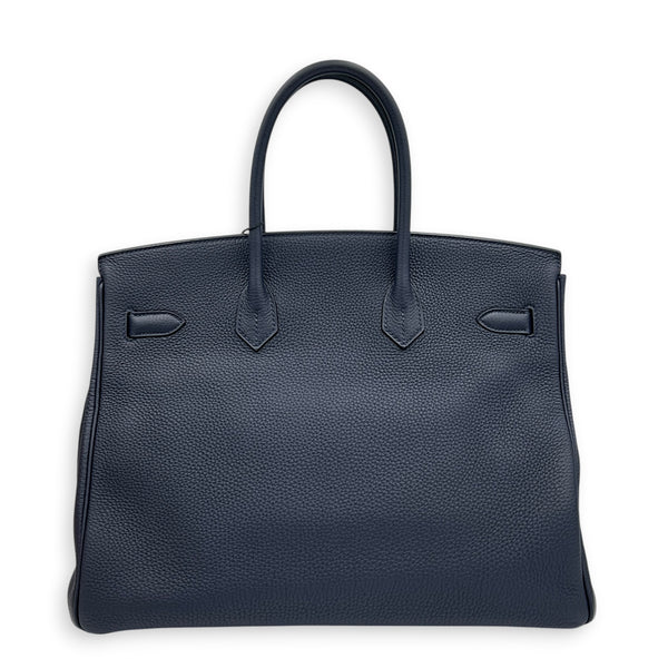 Birkin 35 Blue Nuit Top Handle Bag in Togo, Gold hardware