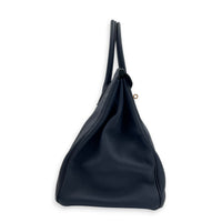 Birkin 35 Blue Nuit Top Handle Bag in Togo, Gold hardware