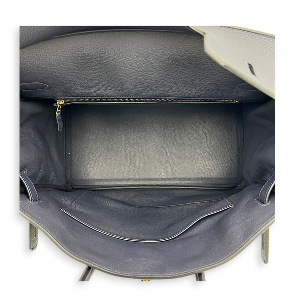Birkin 35 Blue Nuit Top Handle Bag in Togo, Gold hardware