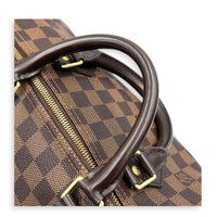 Speedy Bandouliere Top Handle Bag 30 Damier Ebene in Coated Canvas, Gold hardware