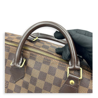 Speedy Bandouliere Top Handle Bag 30 Damier Ebene in Coated Canvas, Gold hardware