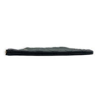 O Case Black Clutch in Caviar Leather, Light Gold hardware